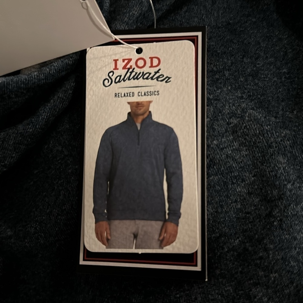 Izod Saltwater Classic 1/4 Zip Sweater/Sweatshirt Relaxed Classics Long Sleeve - Picture 6 of 7